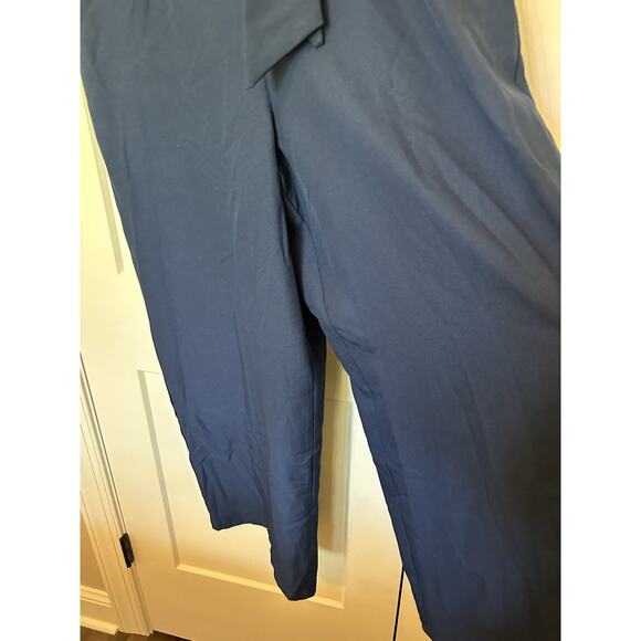 NWT Kiyonna Size XL Navy Charisma Crepe Jumpsuit Blue Romper Wide Leg Pant Vneck - Picture 5 of 8
